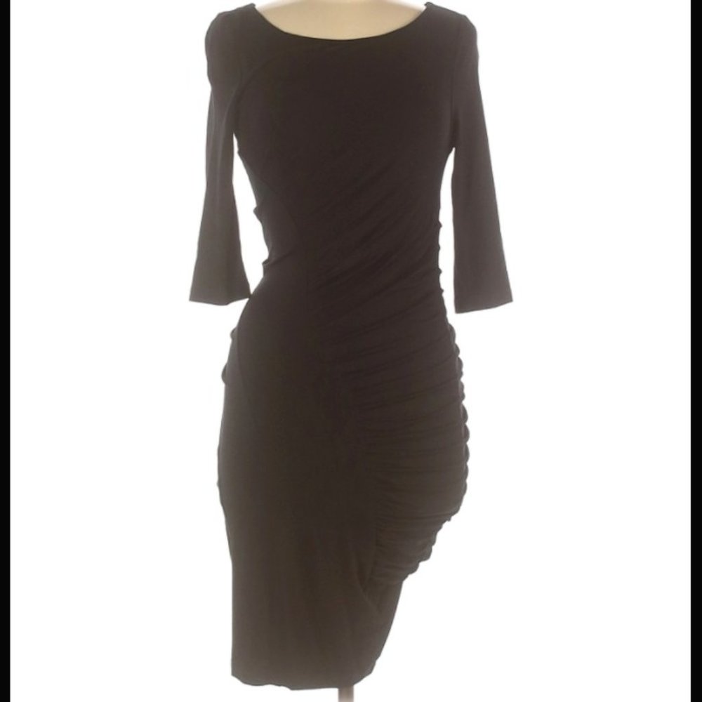 Catherine Malandrino Ruched Knit  Dress Black